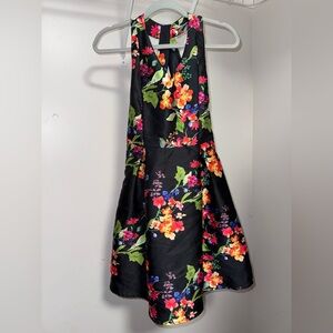 Nickie Lew Black Floral Dress with Bright Multicolor Blooms